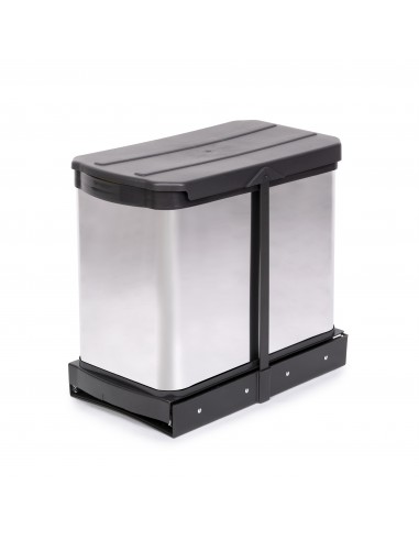 Emuca Bac � recyclage pour montage inf�rieur et extraction manuelle/automatique dans les �l�ments de cuisine, Inox 2x12 litres p