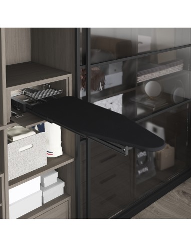 Emuca Planche � repasser pliante et planche � repasser coulissante pour meubles. Mod�le : Iron Alu, Aluminium, Gris Anthracite 
