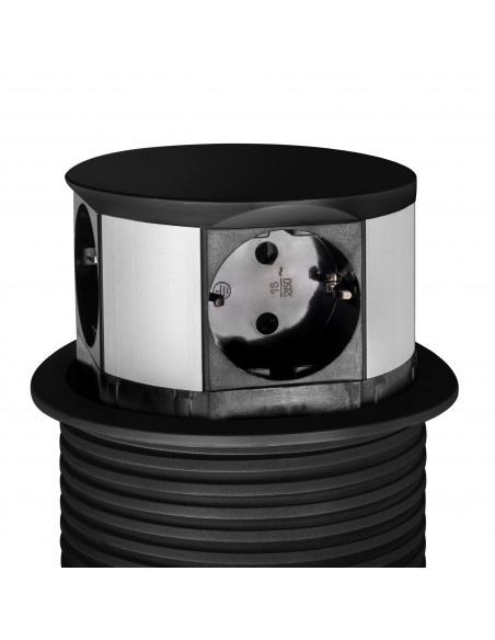 Multiconnecteur Vertikal Push diamètre 100mm, 3 prises de type Schuko, 1 USB type A, 1 USB type C, Acier et Plastique, Peint en 
