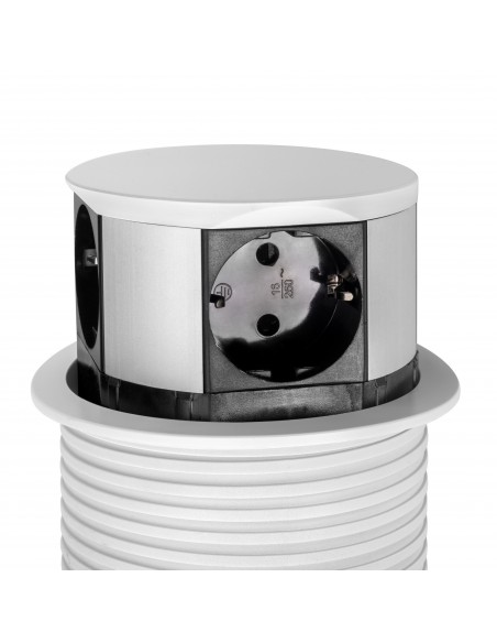 Multiconnecteur Vertikal Push diamètre 100mm, 3 prises de type Schuko, 1 USB type A, 1 USB type C, Acier et Plastique, Peint en 