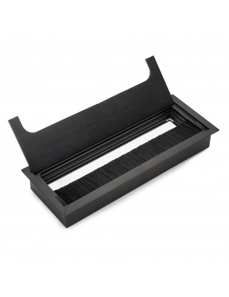 Passe-câbles de table Emuca Quadrum, rectangulaire, 269x80mm, à encastrer, Aluminium, Peint en noir 