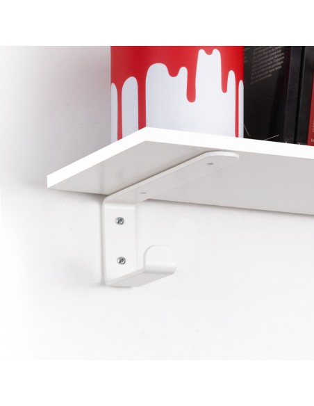 Jeu de supports pour étagères en bois Shelf avec cintre intégré, Acier, Peint en blanc 