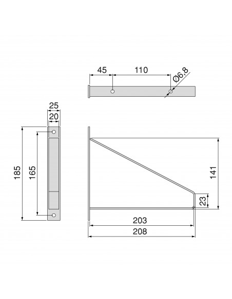 Jeu de supports pour étagères en bois Shelf avec forme triangulaire, Acier, Peint en blanc 