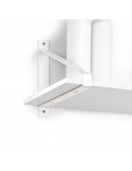 Jeu de supports pour étagères en bois Shelf avec forme triangulaire, Acier, Peint en blanc 