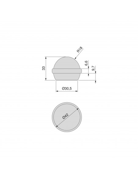 Lot de 6 butées de porte hémisphériques adhésives, fixation au sol, Plastique, Transparent 