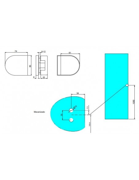 Kit de serrure et de gâche pour portes en verre doubles, loquet horizontal pour porte en verre 8-12mm, acier, finition inox 