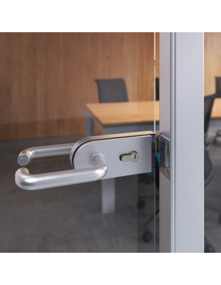 Serrure pour porte en verre avec cadre en bois, cylindre avec clés, pour porte en verre 8-12mm, acier et aluminium, anodisé mat 