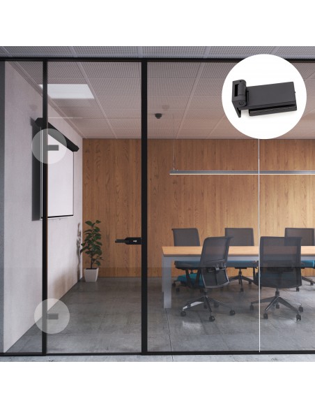 Charnière pour porte en verre avec garniture, charnière horizontale avec embout de 40mm, pour porte de 8-12mm, aluminium et acie