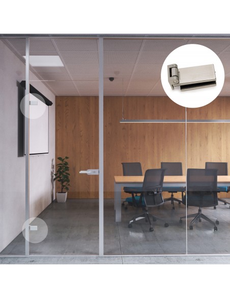 Charnière pour porte en verre avec garniture en acier inoxydable, charnière horizontale avec embout de 34mm, pour porte de 8-12m