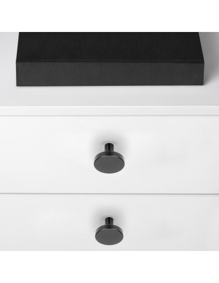 Lot de 10 boutons pour meubles Uppsala, diam�tre 30mm, Aluminium, Peint en noir 
