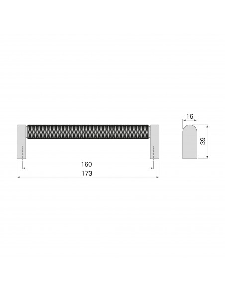 Lot de 5 poign�es pour meubles Bergen, L173mm, entraxe 160mm, Aluminium , peint en or 