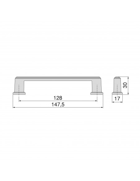 Lot de 5 poign�es pour meubles Tanger, L147.5mm, entraxe 128mm, Zamak , Peint en noir 