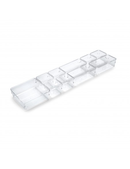 Kit de 10 seaux organisateurs Cube pour tiroirs, Plastique, Transparent 