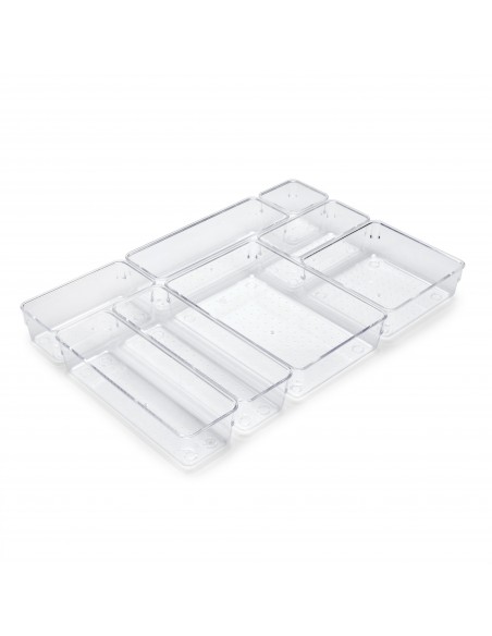 Emuca Kit de 8 seaux organisateurs Cube pour tiroirs, Plastique, Transparent 