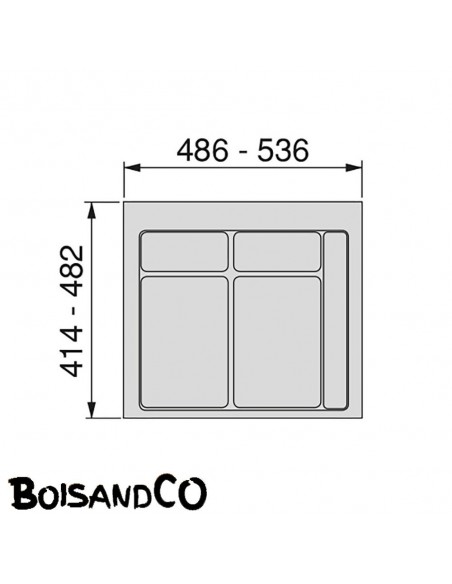 Base pour tiroirs de cuisine Recycle, 2 compartiments, module 600mm, Plastique gris anthracite 